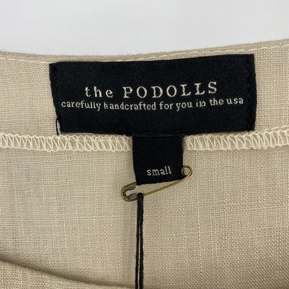 The Podolls | Size S. Tan 100% Linen Tunic Blouse - Picture 4 of 8